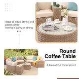 SUNSITT Outdoor Patio Furniture 11-Piece Half-Moon Sectional Round Patio Furniture Set Curved Outdoor Sofa with Tempered Glass Round Coffee Table, 4 Pillows, Natural Color Rattan SUNSITT