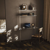 HMYHUM Acrylic Wall Mount Desk, Clear Ladder Desk with Open Shelves, Floating Desk for Laptop, Computer, Study, Writing, Vanity Table, Modern, 36" L x 19.7" W x 69.99" H HMYHUM