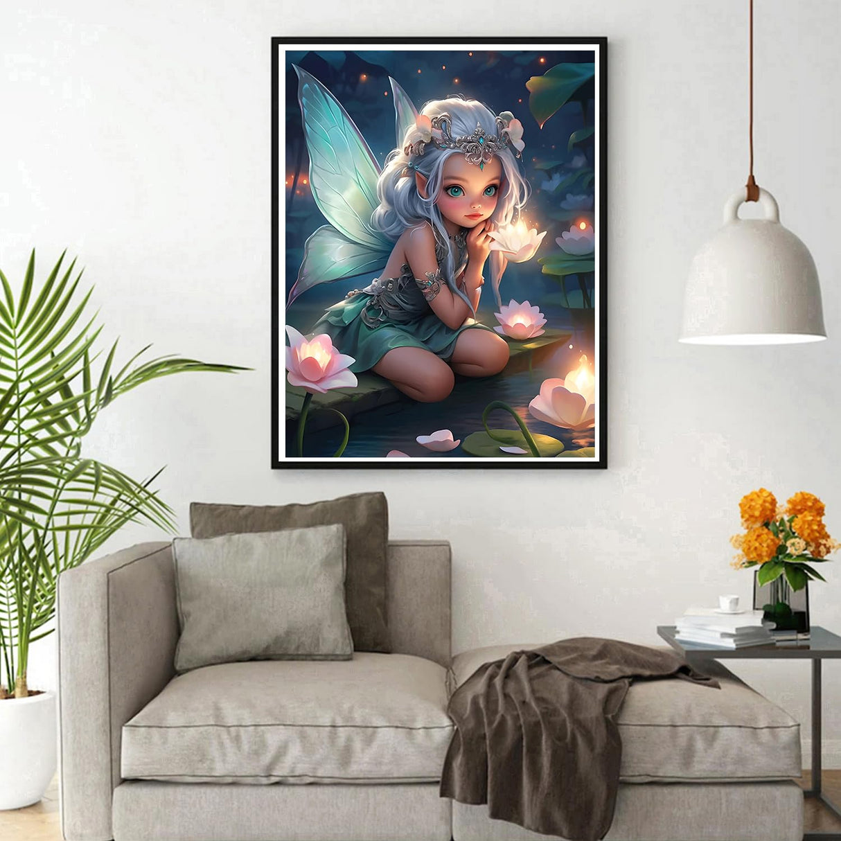 DPHERO DIY Fairy Diamond Painting Kits for Adults,5D Cartoon Diamond Art Kits for Beginners,Round Full Drill Flowers Diamond Painting Art,DIY Painting by Numbers Diamond Art Painting 12x16 inch DPHERO