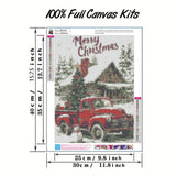 Christmas Winter 5D Diamond Art Kits for Adults,Red Truck Diamond Painting,DIY Full Round Drill Diamond Dot Painting Gem Art for Adult Home Wall Decor 12x16 Inch GEMFAMILY