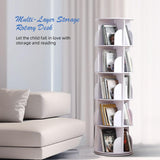 Rotating Bookshelf Tower, 360 Display Spinning Bookshelf, PVC Narrow Book Shelf Organizer, Corner Floor Standing Bookcase for Bedroom, Living Room, Study Room, Small Space (5 Tier) Buzleer