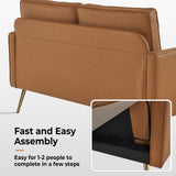 VINGLI 56" Modern PU Leather Loveseat,Small Sofa Couch Deep Seat for Living Room,2-Seater Loveseat Sofa for Bedroom,Apartment,Office,Dorm,Small Space,Cognac VINGLI