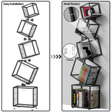 sugitek 5-Tier Skinny Bookshelf with Unique Geometric Design - Modern Metal Bookcase, Space-Saving Narrow Organizer for Living Room, Bedroom, Office, Corner - Black sugitek