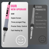 WORKPRO Soldering Iron Kit, 90W Soldering Gun with Digital Display, Iron Tips, 11-in-1 Adjustable Temperature Welding Kit for Electronic Repair, DIY Enthusiasts(110V US Plug,Pink) WORKPRO