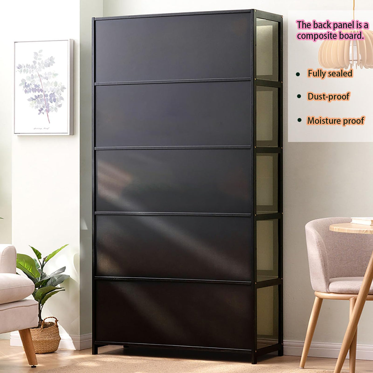 Curio Display Cabinet with Acrylic Glass Door 1-5 Tier Display Cabinet Natural Bamboo Display Cases for Collectibles High Capacity Storage Cabinet with Flip-top Door Strong Load-Bearing Capacity JSWHYBD