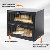 JUATPNIY Bread Boxes for Kitchen Counter Airtight Bread Storage Bread Container Large Wooden Farmhouse Bread Box with Window (Black) JUATPNIY