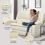 Yolsali Loveseat Recliner Sofa, Manual Reclining Loveseat with Removable Armrest, PU Leather Double Recliner for RV with 2-Tier Cushions, USB Charging Ports, Cup Holders - Ivory White, PU Yolsali