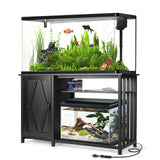 VOWNER 55-75 Gallon Fish Tank Stand, Aquarium Stand with Power Outlets, Cabinet for Fish Tank Accessories Storage, Heavy Duty Metal Frame, Suitable for Fish Tank, Turtle Tank, 1200LBS Capacity, Black VOWNER