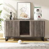 Double Litter Box Enclosure,Modern Cat Litter Box Enclosure for 2 Cats, Hidden Litter Box with Scratch Pad, Cat Washroom Pet House End Table, Entryway Bench for Livingroom (Gray) Halitaa