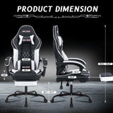 Ergonomic Video Gamer Chairs,Computer Gaming Chairs with Massage Lumbar Support and footrest,Racing Style Computer Chair Adjustable Headrest for Adults,Blackwhite NIONIK