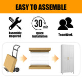 MetalMax Kitchen Pantry Storage Cabinets, 75" Tall Metal Storage Cabinet with Doors and 4 Shelves, White Pantry Cabinet, Utility Kitchen Cupboard, Large Steel Cabinets for Dining, Office, Living Room MetalMax