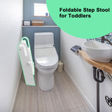 WOOD CITY Toddler Step Stool Foldable for Bathroom Sink, Adjustable 2 Step Stool Toilet Potty Training Stool with Handles,Child Kitchen Counter Stool Helper, Montessori Kitchen Stools (White) WOOD CITY