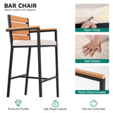 YITAHOME 5 Piece Patio Bar Set for 4 Outdoor High Top Dining Table and Chairs (with Arms, Cushions, Backrest) Bar Table and Chairs Set Outdoor Bar Set with Stool for Indoor/Outdoor YITAHOME