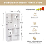 VECELO 42" Modern White Bookshelf, 7 Cube Organizer Bookcase,Fits Tallest Hardcovers, Horizontal Available,Floor Standing Display,Easy Assembly, Pearl White VECELO