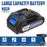 COMOWARE 120 Pcs Home Tool Kit with Drill, 20V Power Tool Combo Kits with 2.0 Ah Li-ion Battery & Charger, 25+1 Clutch, Tool Sets for Men, Household Tool Set for Garden Office Home Repair, Blue Case COMOWARE