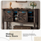 LUXOAK Farmhouse Entryway Table with Sliding Barn Doors, 46" Sofa Table for Living Room, Console Table with Storage, Dark Rustic Oak LUXOAK