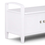 SIMPLIHOME Warm Shaker SOLID WOOD 44 Inch Wide Transitional Entryway Storage Bench in White, For the Living Room, Entryway and Family Room SIMPLIHOME