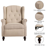 B BAIJIAWEI Set of 2 Recliner Wingback Chairs - Tufted Arm Chairs with Massage, Heat & Remote Control - Fabric Push Back Recliner with Heating Function, Adjustable Backrest (Beige) B BAIJIAWEI