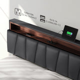 YITAHOME King Size Bed Frame, LED Bed Frame with Storage Upholstered Headboard, Platform Bed with Outlet & USB Ports, No Box Spring Needed, Easy Assembly, Black YITAHOME