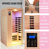 KUNSANA Ceramic Infrared Sauna 1 Person Far Infrared Sauna Hemlock Saunas Room for Home 2 in 1 Indoor Sauna with Low EMF Heaters + Ceramic Heating Cubes-Chromotherapy-Bluetooth Speaker KUNSANA