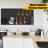 PBHEPJ 6 Pcs Metal Pegboard Panels, Heavy Duty Peg Boards for Garage and Garden Tool Storage, Includes Drywall Anchors and Screws Kits, Black (6 pcs 16in x 12in) PBHEPJ