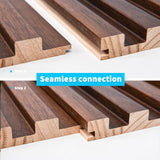 Art3d Slat Wood Wall Paneling for Interior and Ceiling Decoration - Pack of 4pcs + 1pc End-Trim, Size 108 x 5.7in.- Walnut Art3d