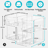Delamu 2 Sets of 3-Tier Bathroom Under Sink Organizers and Storage, Multi-Purpose Stackable Pantry Organization and Storage, Pull Out Clear Kitchen Bathroom Cabinet Organizer with Movable Dividers Delamu