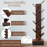 Giantex 10-Tier Tree Bookshelf with Drawer - 59" Freestanding Space Saving Wooden Bookcase, Retro Display Wood Storage Rack, Decorative Bookshelf with Storage for Living Room, Bedroom, Brown Giantex