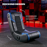 X Rocker Eclipse Video Gaming Floor Chair with Built-In Headrest Speakers, Wireless Bluetooth, Foldable, Vegan Leather, 275 lbs Max, Amazon Exclusive, Black and Blue X Rocker