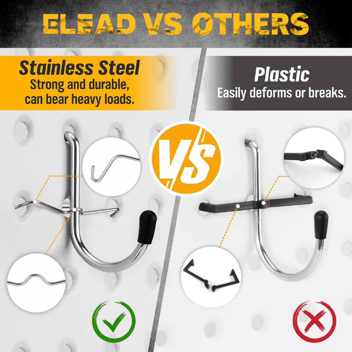 ELEAD 297 Piece Pegboard Hooks Kit, Peg Board Organizer Accessories with Bins for Organizing Various Tools, Fit 1/8 or 1/4 inch Pegboard for Hanging Storage, Garage Kitchen Bathroom Craft Room ELEAD