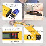 Neoteck 225° 16 inch Digital Angle Finder Aluminum Protractor with LCD Backlight Digital Angle Measuring Tool with Horizontal and Vertical Bubble for Woodworking, Construction, Machinery - Golden Neoteck