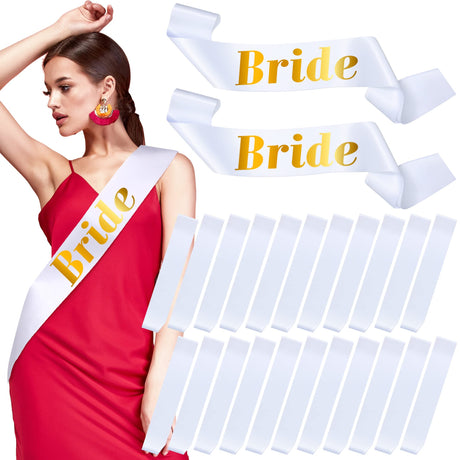 24 Packs Blank Satin Sashes Bulk Blank Custom Sashes to Decorate Party Plain Sash DIY Sashes for Pageants Bride Bridal Shower Beauty Pageant Graduation Wedding Birthday bachelorette Party(White) Geyoga
