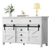 YITAHOME 54" Farmhouse Dresser for Bedroom, Large Modern Chest of Drawers, Wood Rustic Dresser TV Stand with 5 Drawers & 2 Sliding Barn Doors for Living Dining Room, Entryway, Hallway YITAHOME