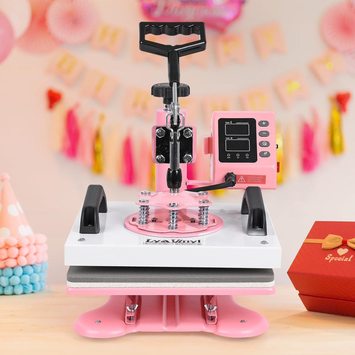 Lya Vinyl 12" x 10" Heat Press Machine, High Pressure Heat Press Machine for T-Shirt, Digital Industrial Sublimation Printer for Heat Transfer Vinyl (Pink) Lya Vinyl