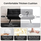 Miscoos Velvet Convertible Futon Sofa Bed, 71" Cozy Loveseat Sleeper, Comfy 7" Thick Cushion Lounge Sofa Compact 2-Seater Futon Couch for Small Space Living Room Bedroom Dorm Miscoos