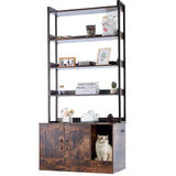 VEVOR Cat Litter Box Enclosure, Hidden Cat Box Furniture with 4 Storage Shelves, Large Cats House Cabinet Hidden Fit Most Litter Box, Wooden Cats Washroom Indoor, 33.5"L x 19.3"W x 72.3"H, Dark Brown VEVOR