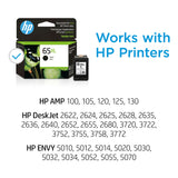 HP 65XL Black High-yield Ink Cartridge | Works with HP AMP 100 Series, HP DeskJet 2600, 3700 Series, HP ENVY 5000 Series | Eligible for Instant Ink | N9K04AN HP