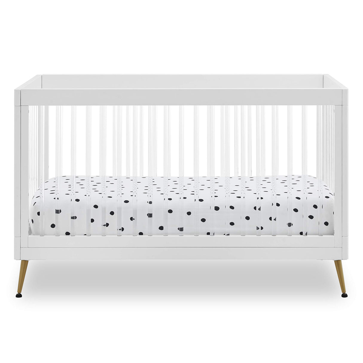 Delta Children Sloane 4-in-1 Acrylic Convertible Crib - Includes Conversion Rails, Bianca White w/Melted Bronze Delta Children