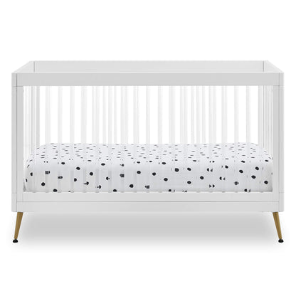 Delta Children Sloane 4-in-1 Acrylic Convertible Crib - Includes Conversion Rails, Bianca White w/Melted Bronze