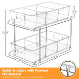 Fabspace Pull-out Home Organizer, 2 Pack 2 Tier Clear Bathroom Organizer with Dividers, Multipurpose Vanity Counter Tray, Kitchen, Closet Organizers, Cabinet & Storage Container Bins Fabspace