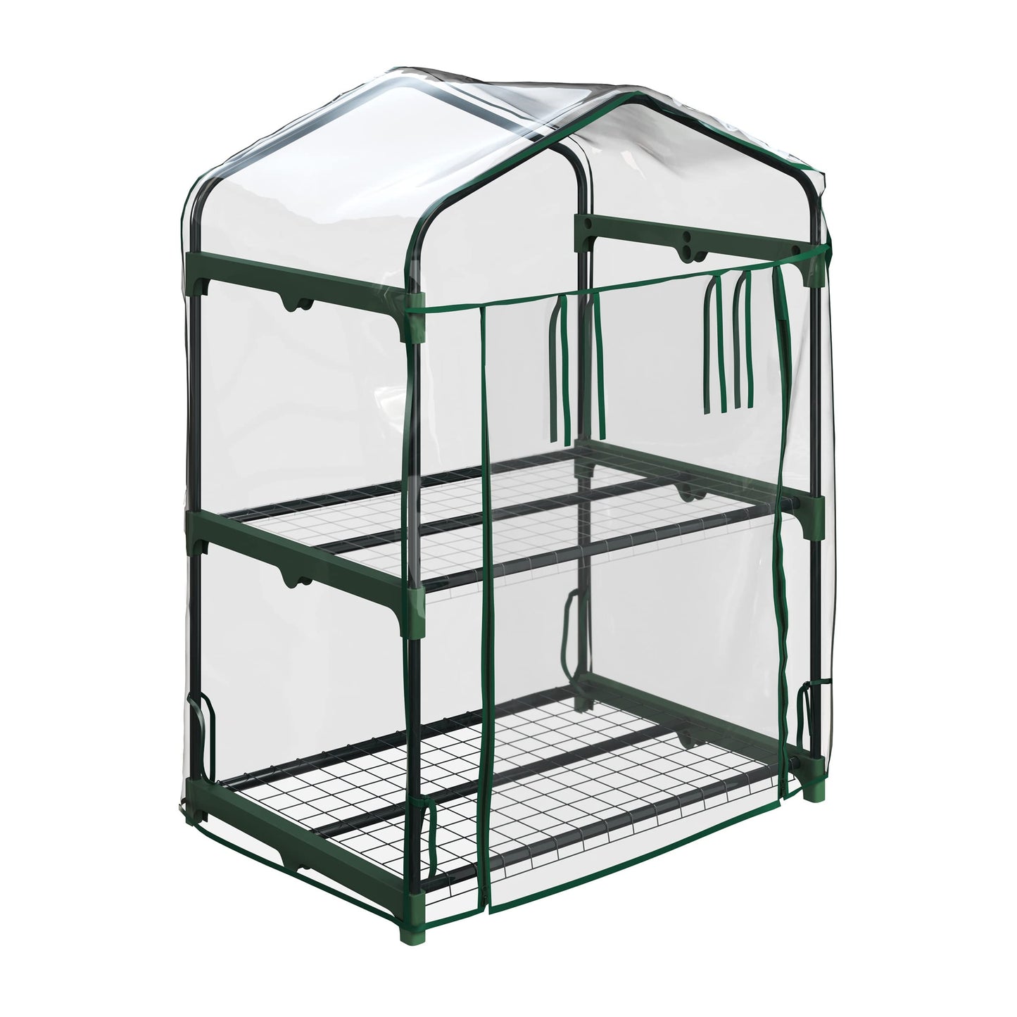 Home-Complete Small Greenhouse for Outdoors, 2-Tier Greenhouse with Zippered Roll-up Door and Powder-Coated Steel Frames, Waterproof PVC Cover for All-Season Gardening - WoodArtSupply