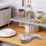 LEAZUL Ceramic Spoon Rest for Stove Top Large Spoon Holder Farmhouse Spoon Rest for Kitchen Counter Floral Coffee Spoon Rest Flowers Print Cooking Utensil Tools Rest Modern Kitchen Decor LEAZUL