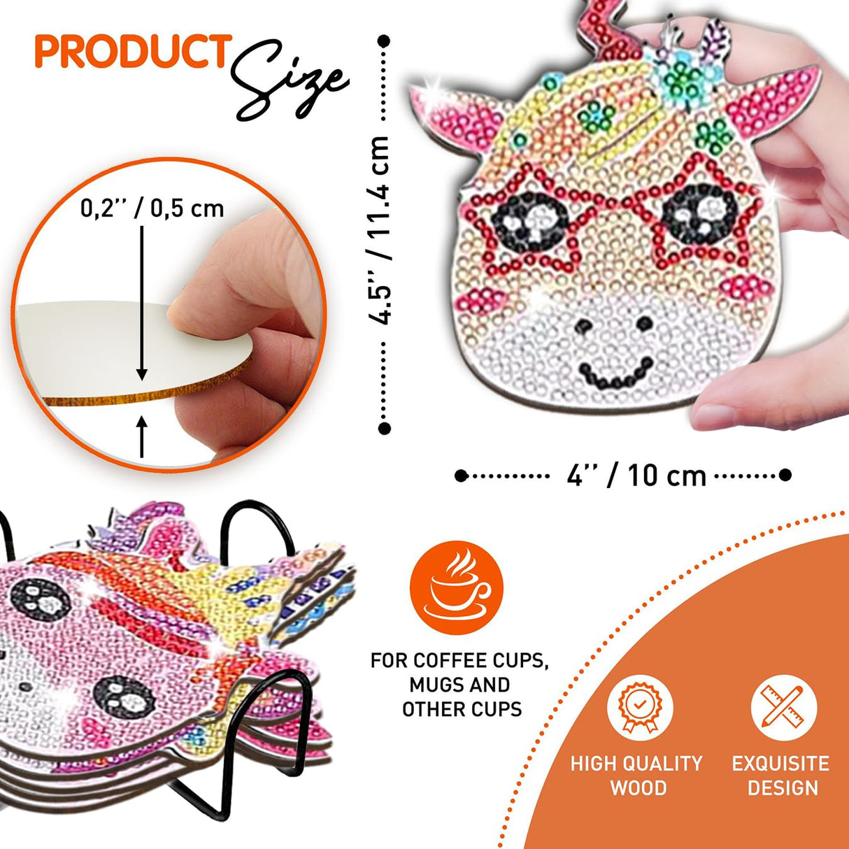 10 pcs Diamond Painting Coasters | Diamond Art Coasters | Unircorn Diamond Art Painting | Perfect Art Craft Gift for Unicorn Lover, Dad, Mom, Grandparents, Brother, Sister. (Unicorn) LGANHAPY