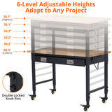 GarveeTech 48’’x24’’ Adjustable Workbench,Workbench with Drawers,Garage Workbench with 2000 LB Load Capacity,4 Rolling Casters, Power Outlets, Metal Frame,for Garage, Workshop, Home, Office GarveeTech