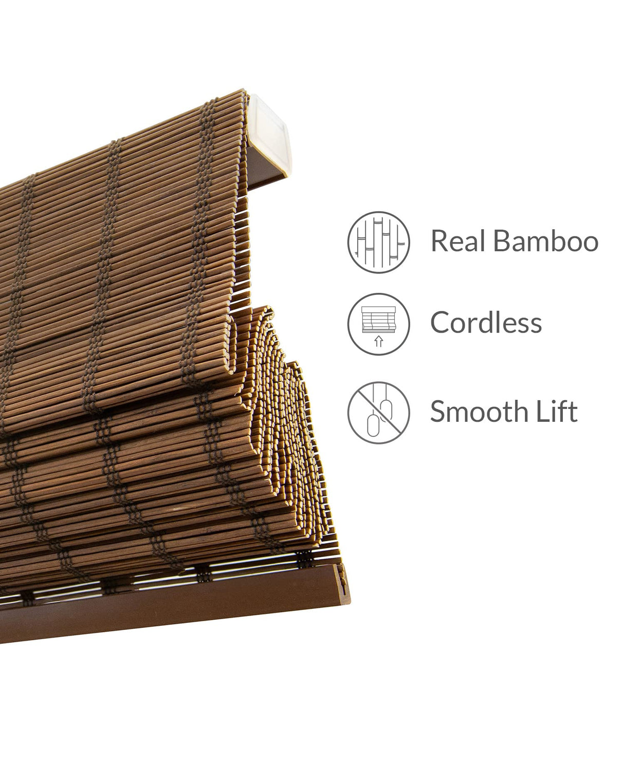 Chicology Cordless Bamboo Roman Blinds - 36" x 64" in Bear для Stylish Window Treatment CHICOLOGY
