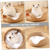 PATKAW Straw Nest Cat Bed Washable Pet Beds for Small Dogs Summer Dog Bed Puppy Beds Cat Basket Bed Cat Sleeping Supply Weaving Pet Bed Pet Sleeping Bed Cool Cattail Grass Indoor Cat PATKAW