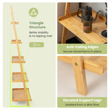 Tangkula 5-Tier Ladder Shelf Bookcase, Bamboo 72”H Wall-Leaning Bookshelf with Baffles and Anti-Tipping Kits, Plant Stand for Living Room Bathroom Home Office Decor, Ladder Bookshelf, Natural Tangkula