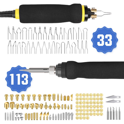 2 IN 1 Wood Burning Kit 100W with 2 Wood Burning Pens, 165 Pcs Pyrography Wood Burning Kit with 113 Solid Points and 33 Wire Nibs, Temperature Adjustment 300~750°C, Wood Burner for wood and l - WoodArtSupply