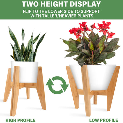 Adjustable Bamboo Plant Stand(8 to 12 inches), Mid Century Modern Plant Stand, Indoor Plant Holder Stands For 8 9 10 11 12 Inch Pot (Bamboo Plant Stand Only)