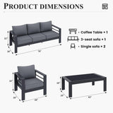 VONZOY Aluminum Patio Furniture Set, Grey Metal Outdoor Furniture Set,6 Piece Patio Furniture Set with Waterproof Covers for Backyard Garden VONZOY